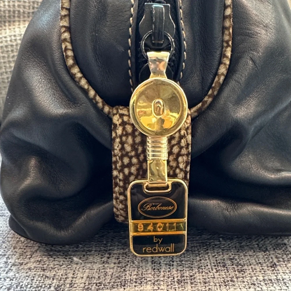 Borbonese Rare Black Leather Dome Handbag